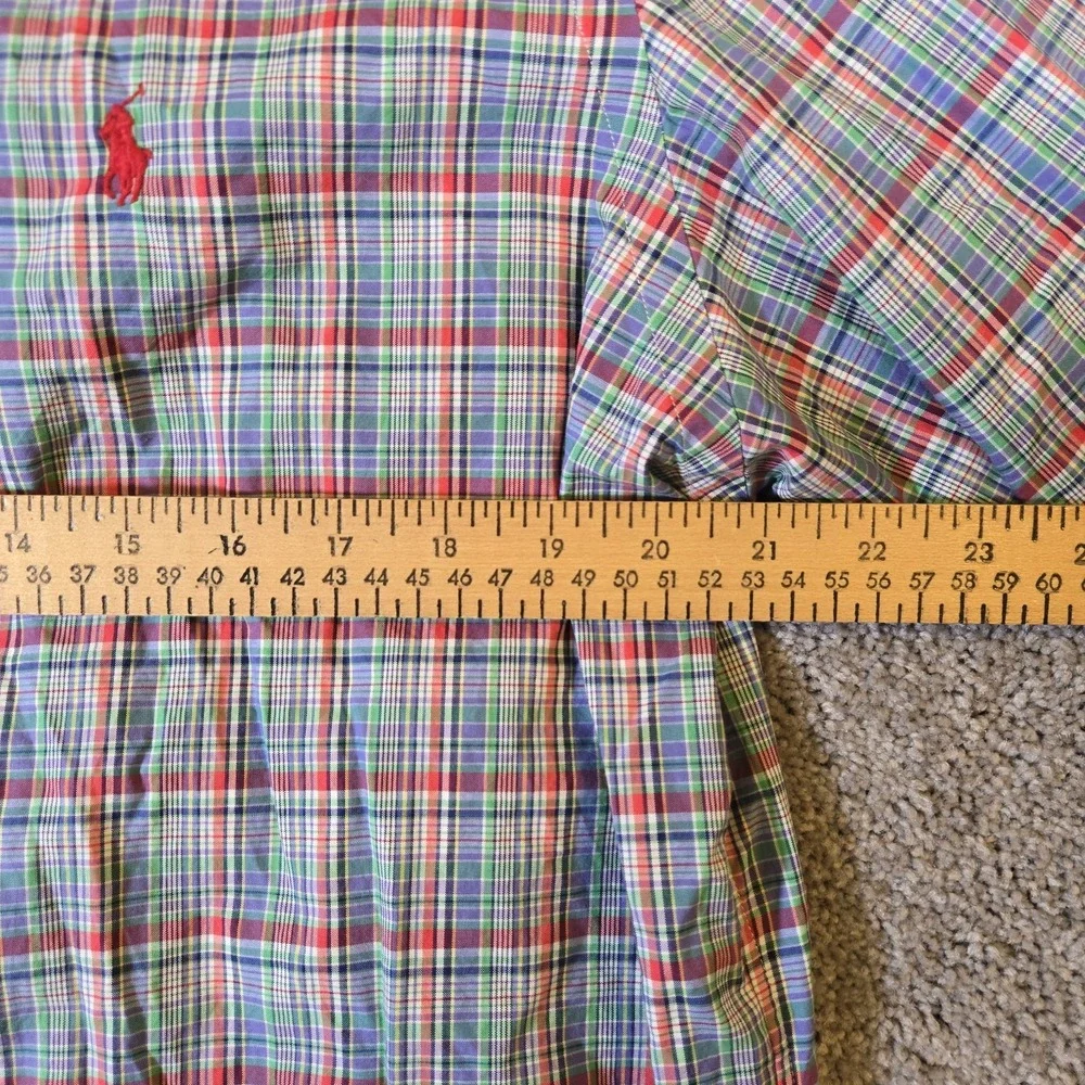 Polo Ralph Lauren Mens Large Blue Plaid Long Sleeve Pony Logo